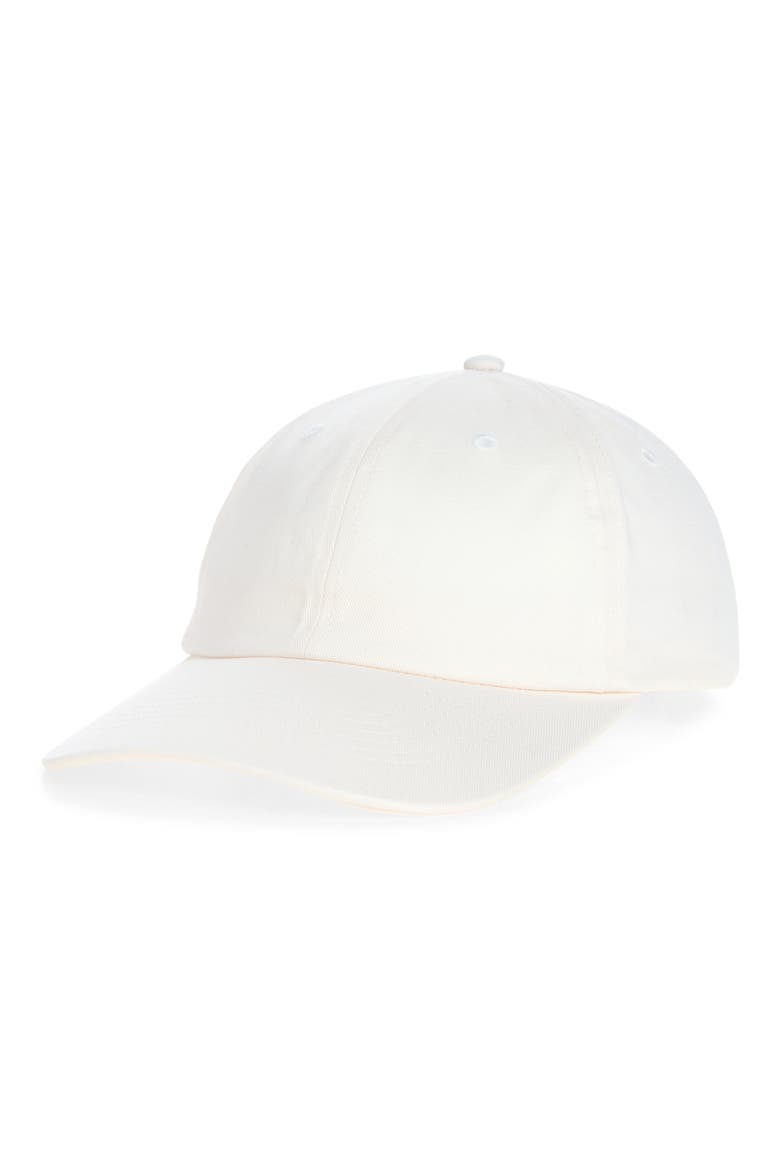 Cotton Twill Leather Strap Baseball Cap, Main, color, IVORY