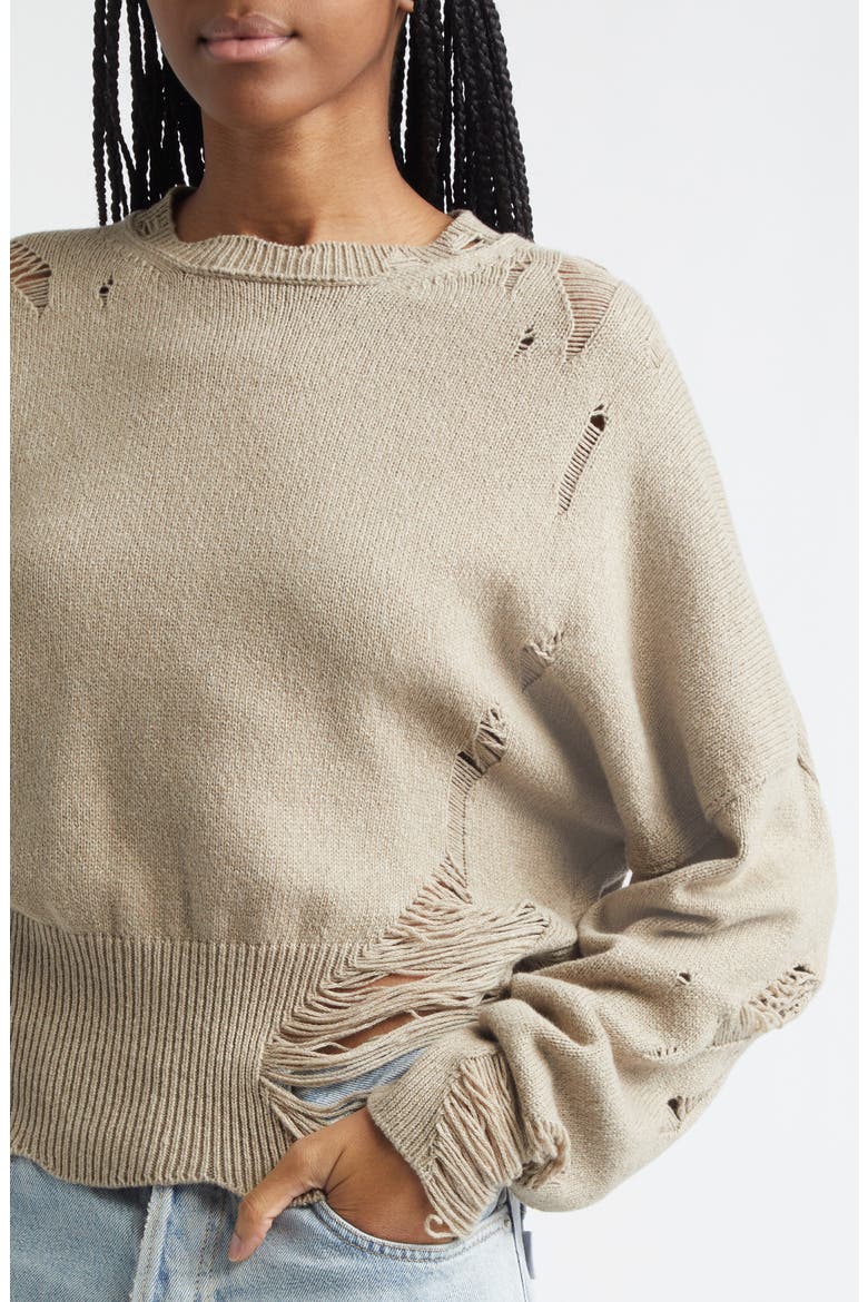 Marcy Ripped Wool & Cotton Sweater, Alternate, color, DOESKIN