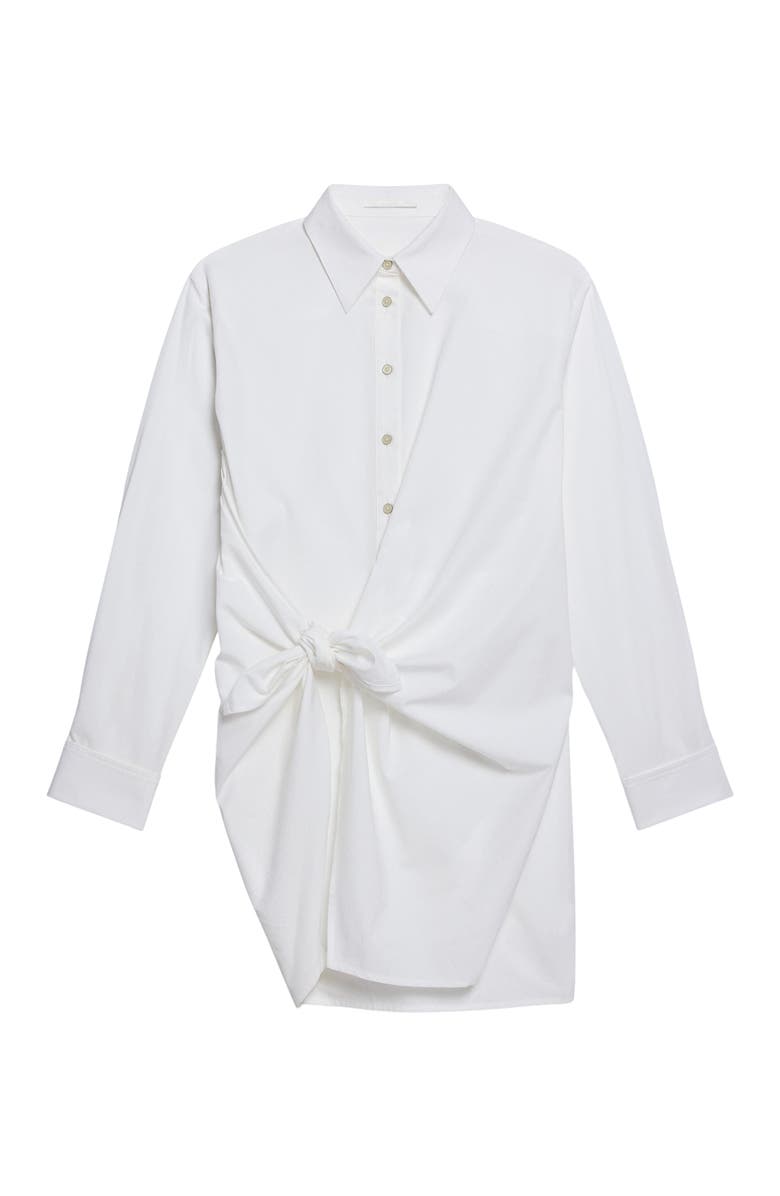 Helmut Lang Knot Detail Long Sleeve Cotton Shirtdress, Alternate, color, White