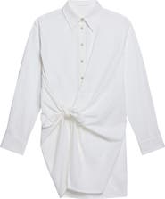 Helmut Lang Knot Detail Long Sleeve Cotton Shirtdress