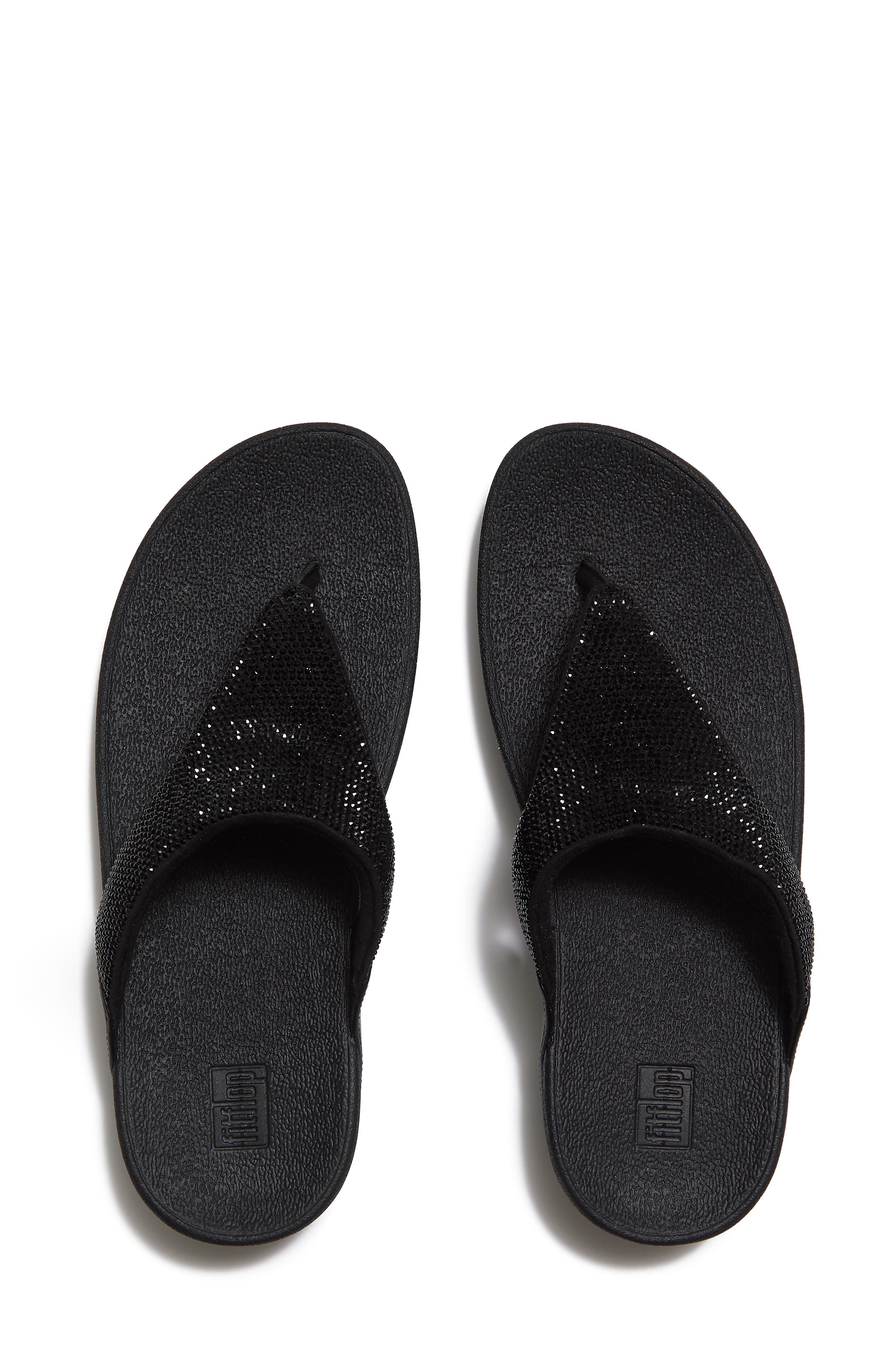 Flowrise Rhinestone Wedge Flip Flop, Alternate, color, BLACK
