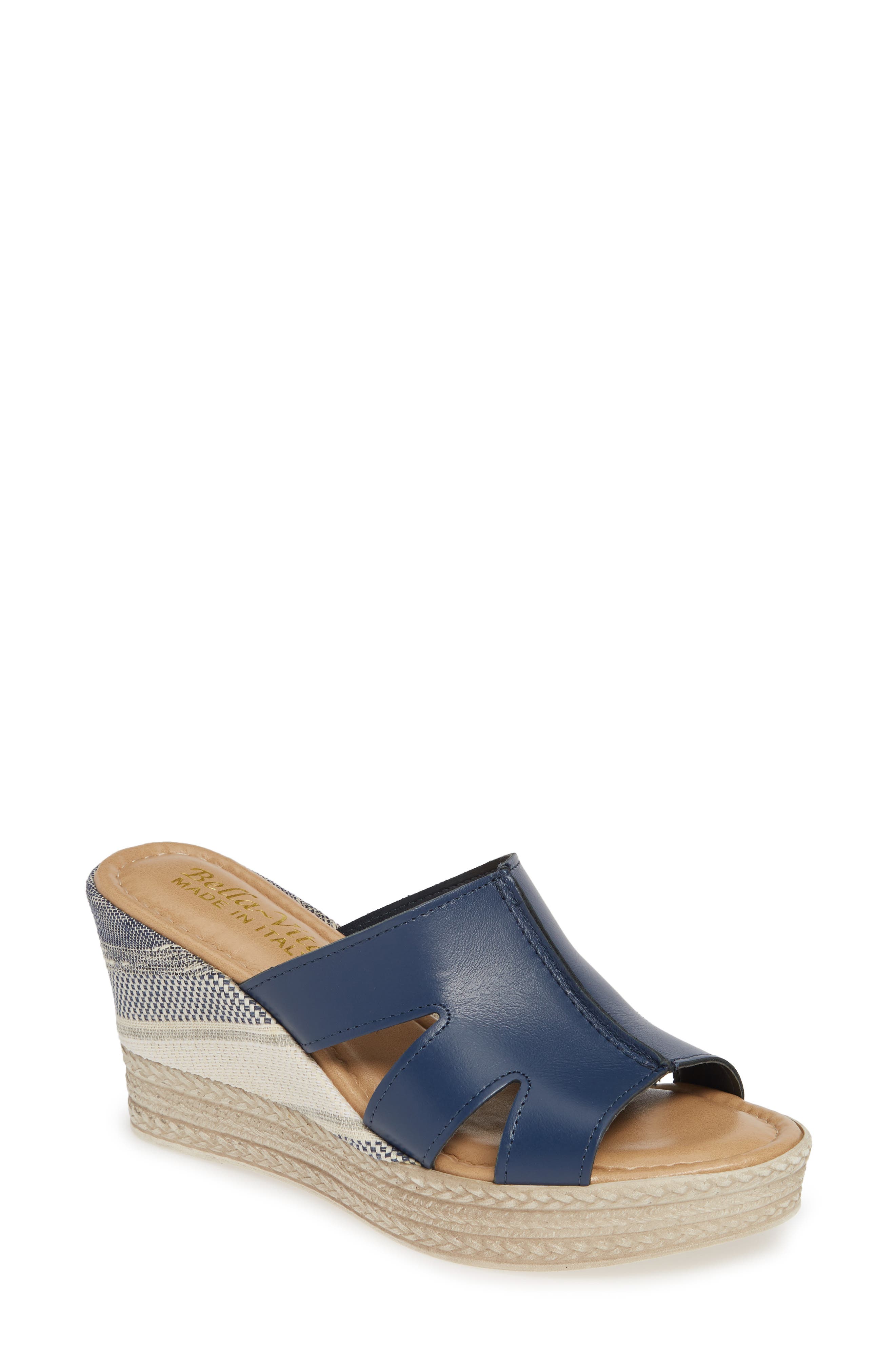 Rox Wedge Slide Sandal, Main, color, NAVY ITALIAN LEATHER