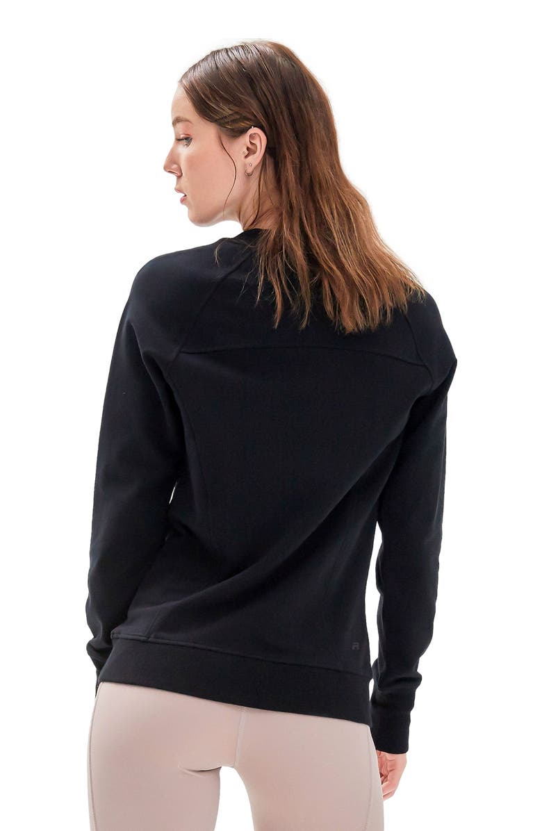 Rebody Active City Zip Slim Crewneck Sweatshirt, Alternate, color, Black