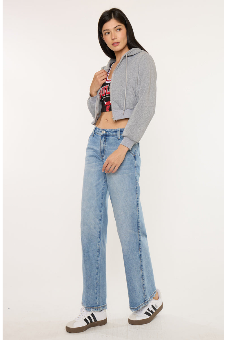 Alma Essentials Mid Rise Wide Leg Trouser Jeans, Alternate, color, Medium Wash