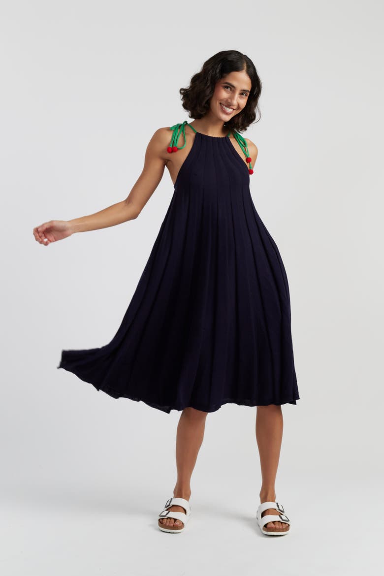 Cotton Cherry Swing Dress, Alternate, color, Navy