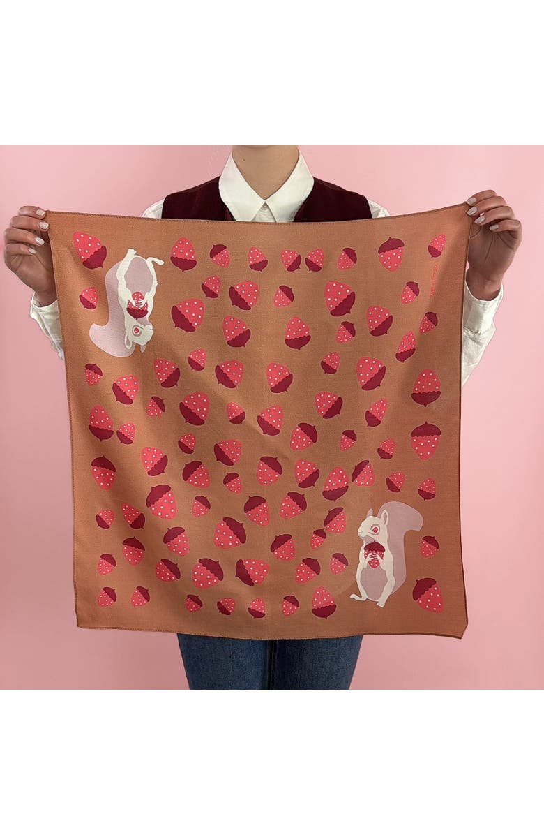 Centinelle Albino Squirrel Cotton Silk Bandana, Alternate, color, Brown