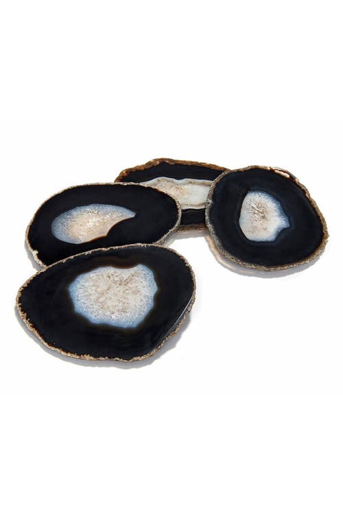 Anna New York Pedra Smoke Agate 4-piece Coasters Set In Black And Tan