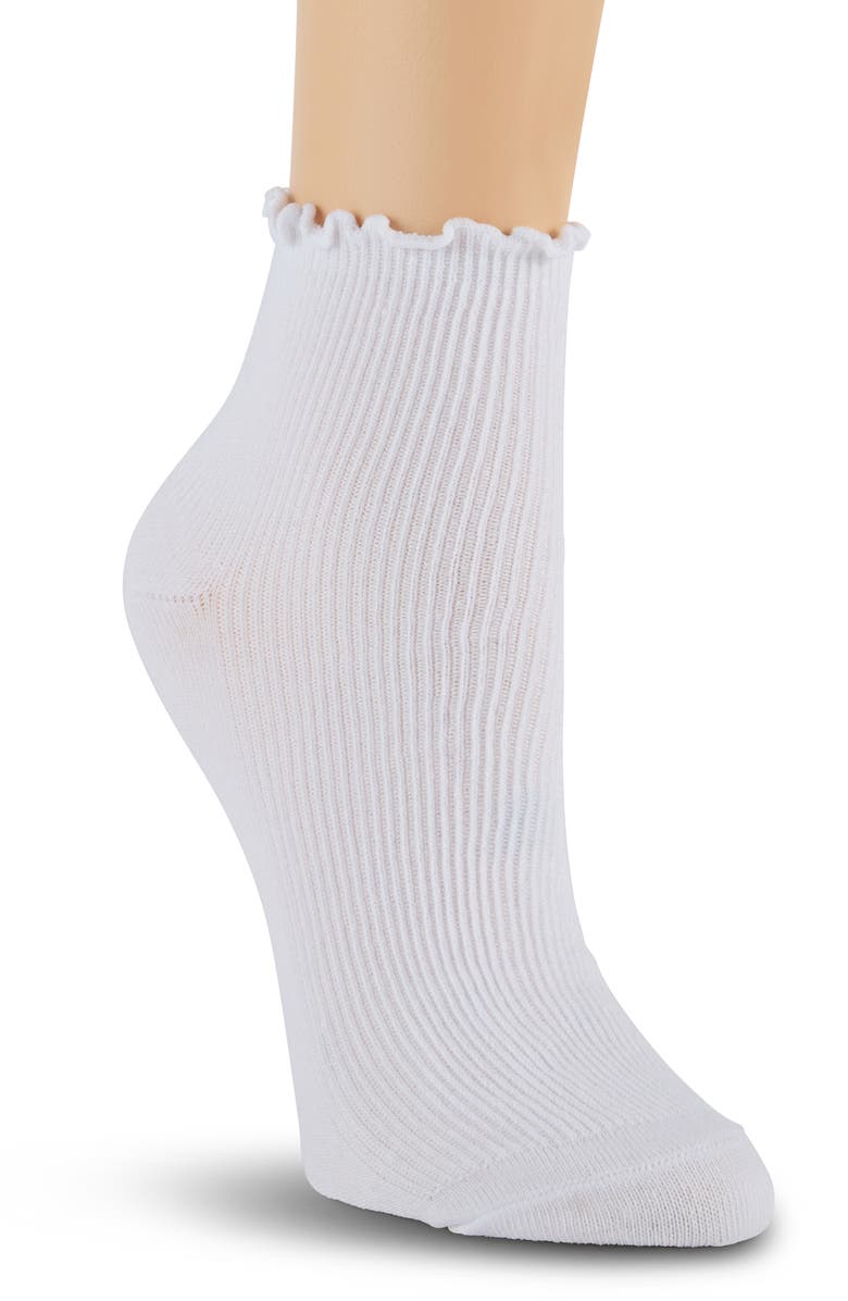 Laundry by Shelli Segal 6-Pack Lettuce Edge Quarter Length Socks, Alternate, color, White Multi