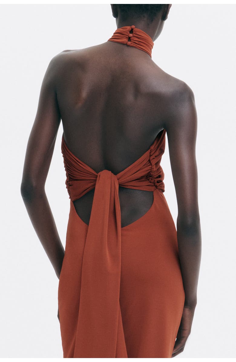H&M Twist-detail Cut-out Dress, Alternate, color, Burnt Orange