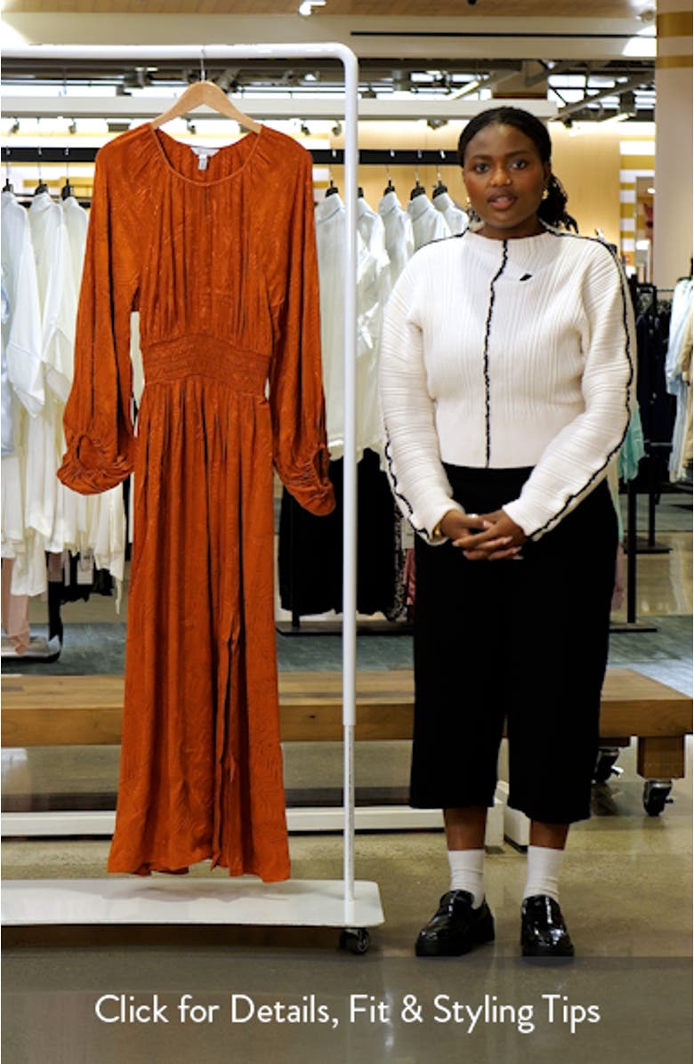 Tonal Jacquard Long Sleeve Maxi Dress, sales video thumbnail