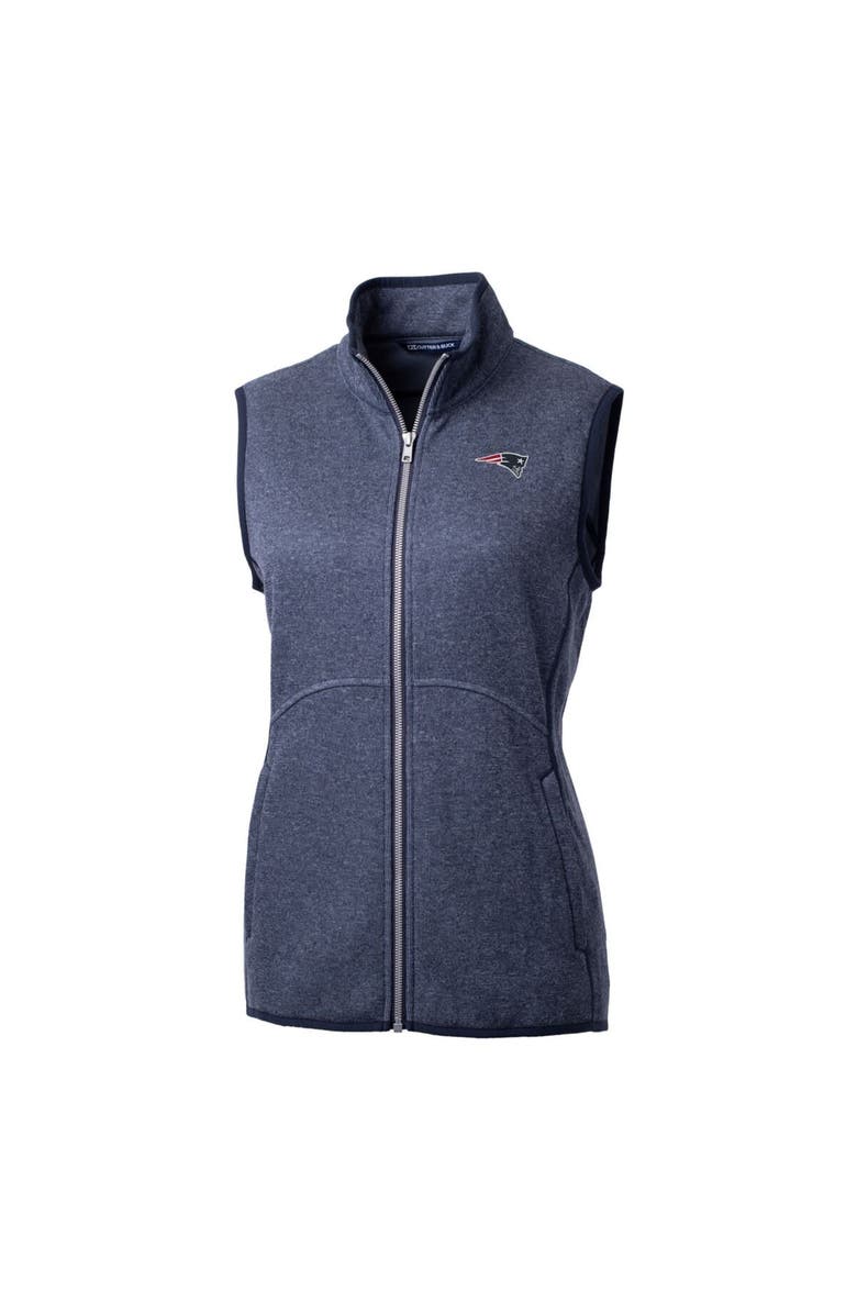Cutter & Buck Women's Cutter & Buck Heathered Navy New England Patriots Mainsail Sweater-Knit Full-Zip Vest, Main, color, 