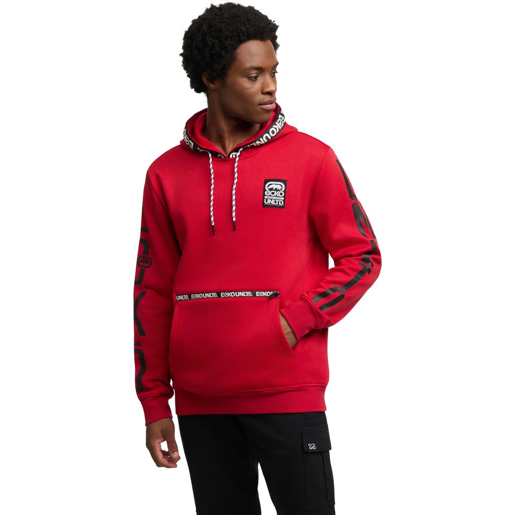 Ecko Unltd . Arm Stamps Hoodie In True Red