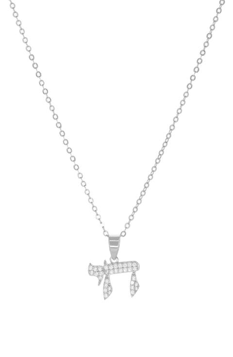 Cubic Zirconia Chai Pendant Necklace