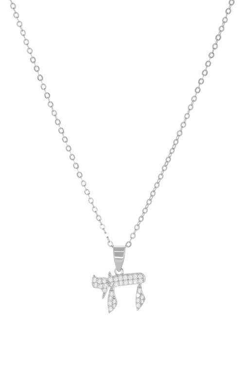 Marlyn Schiff Cubic Zirconia Chai Pendant Necklace In Silver
