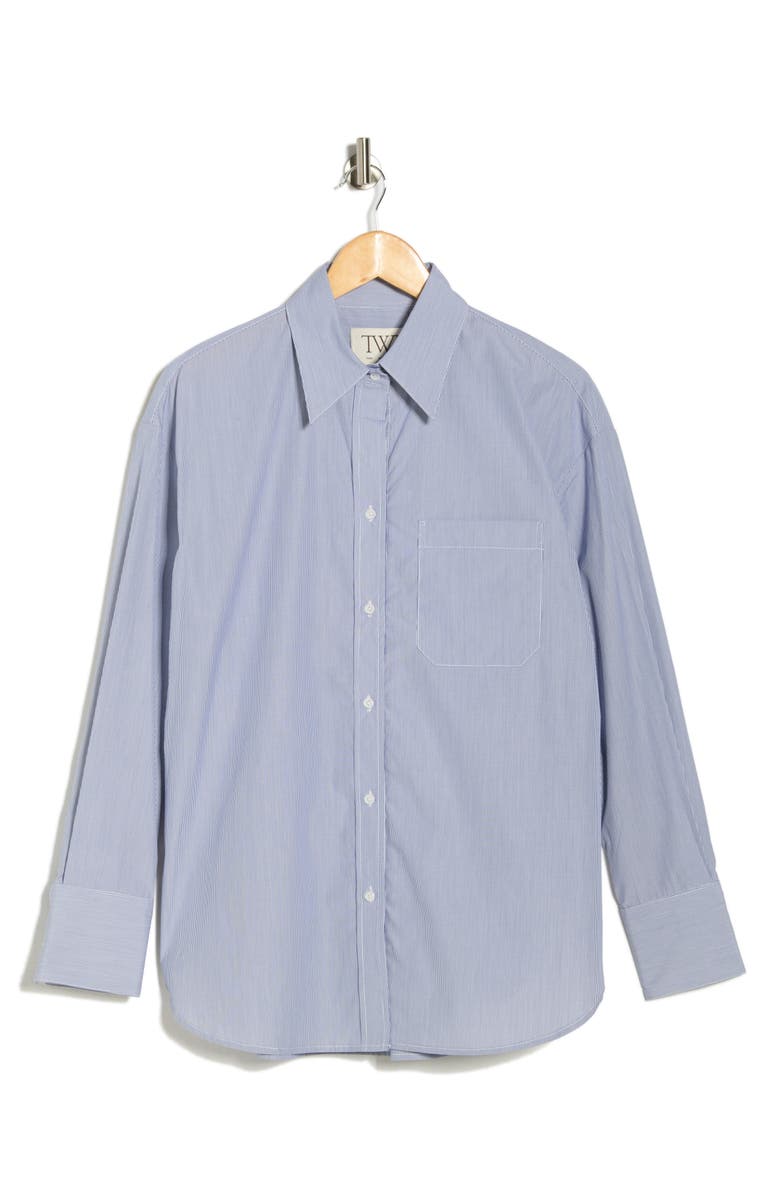 TWP Big Joe Cotton Button-Up Shirt, Main, color, Indigo / White
