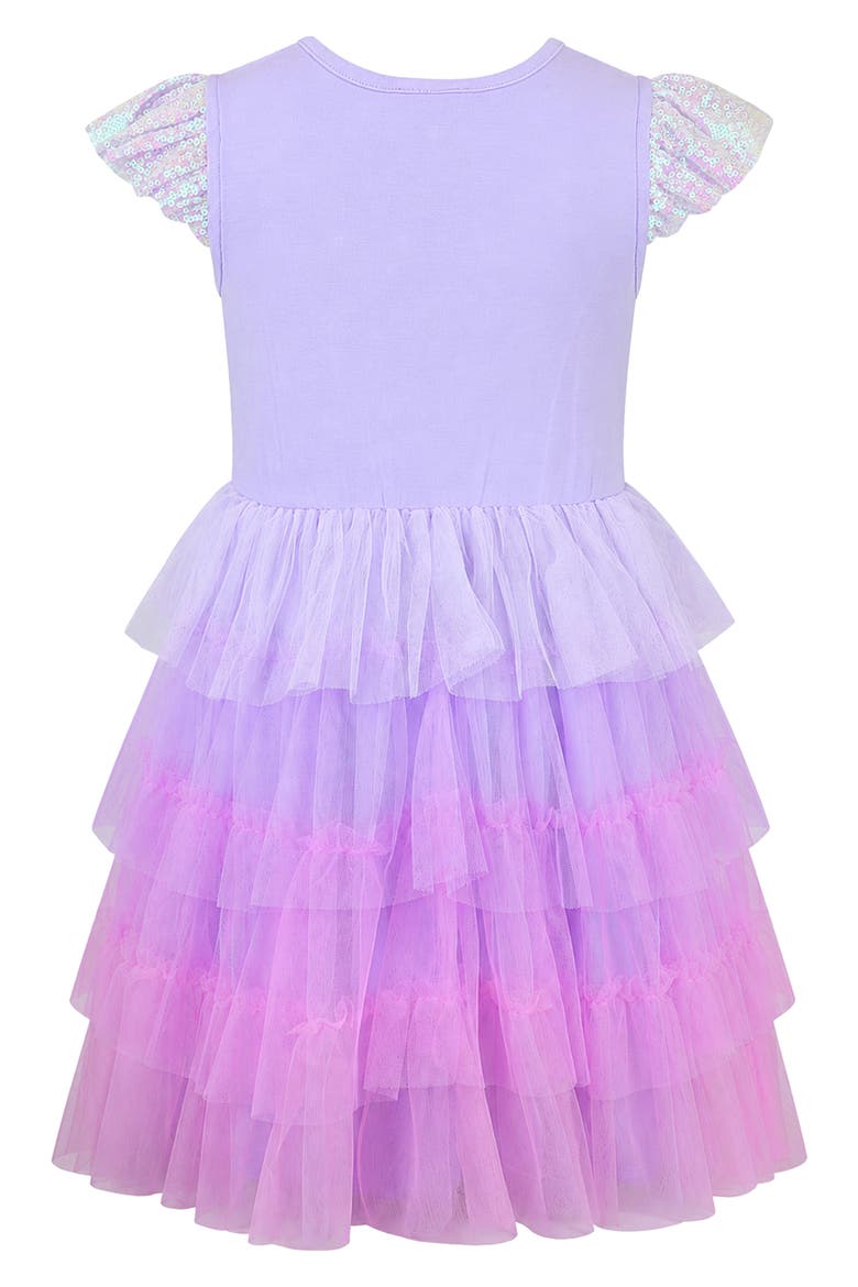 Kids' Sequin Bear Tiered Tulle Dress, Alternate, color, LAVENDER/ PINK