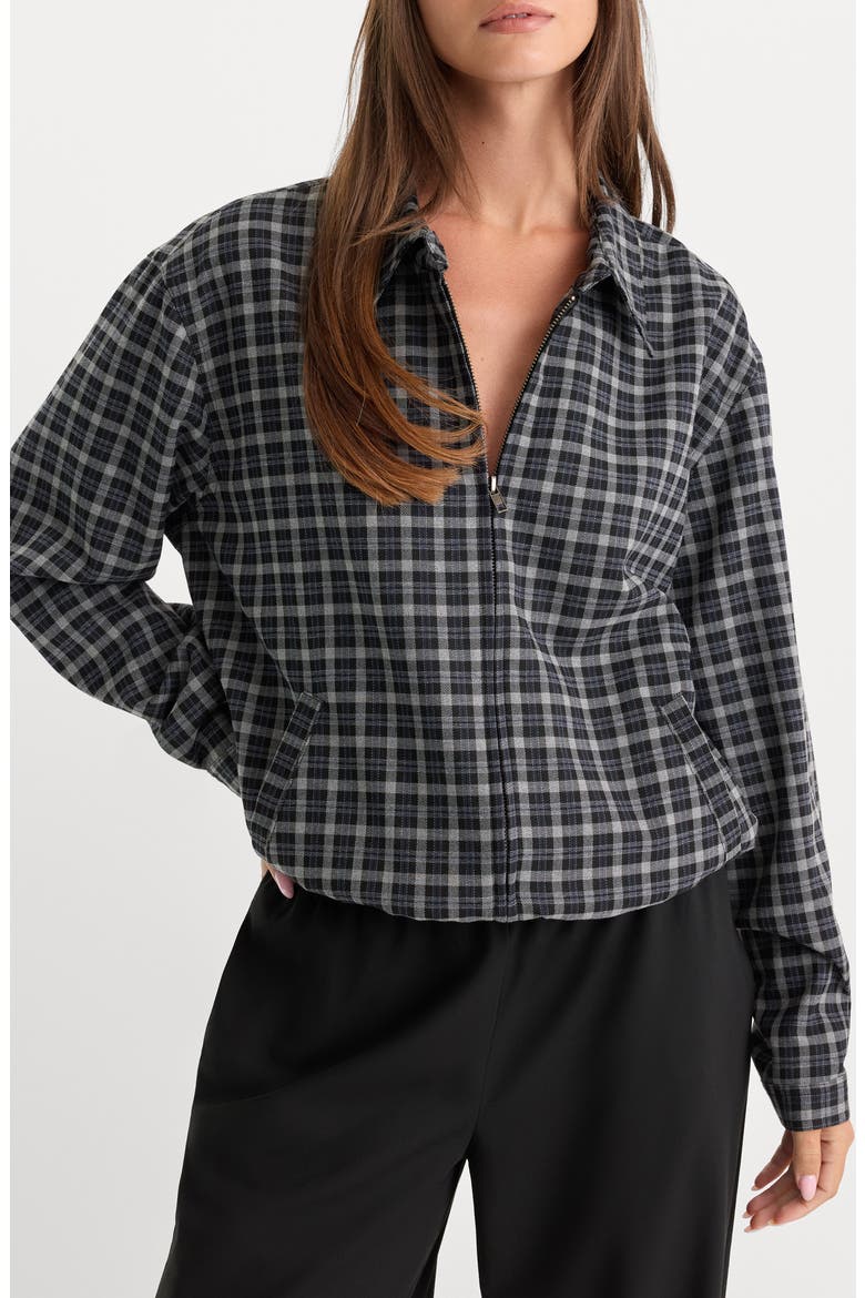 The Lightweight Plaid Bomber Jacket, Main, color, CHARCOAL PLAID