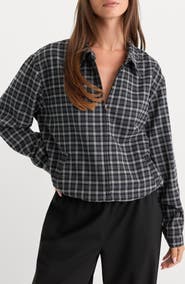 Good American The Lightweight Plaid Bomber Jacket