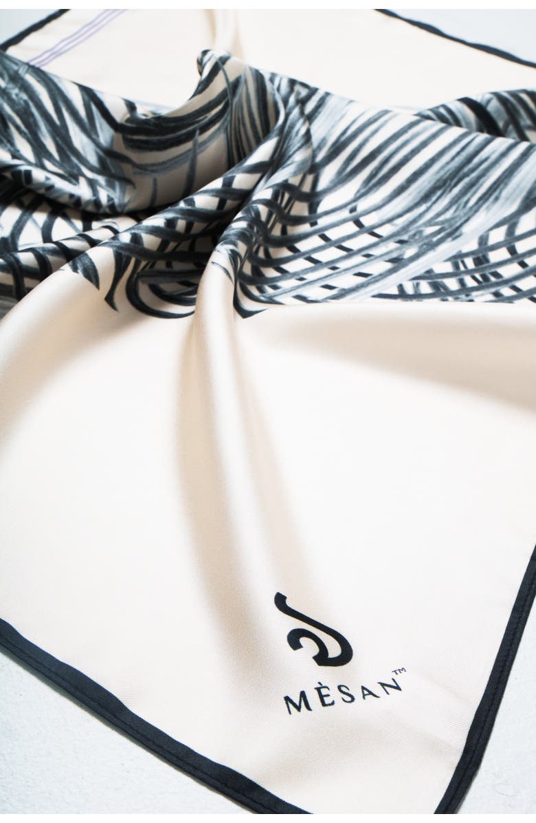 Mèsan Organic Square Mulberry Silk Scarf, Alternate, color, Black And Neutrals