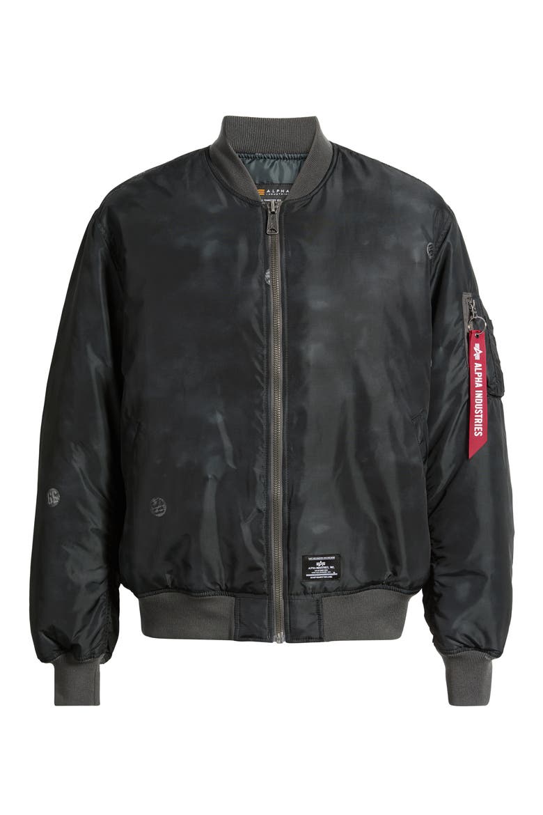 MA-1 Relaxed Bomber Jacket, Main, color, BLACK PIN PRINT