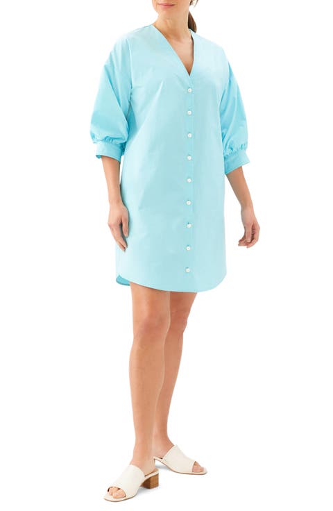 Imitation Pearl Cotton Shirtdress