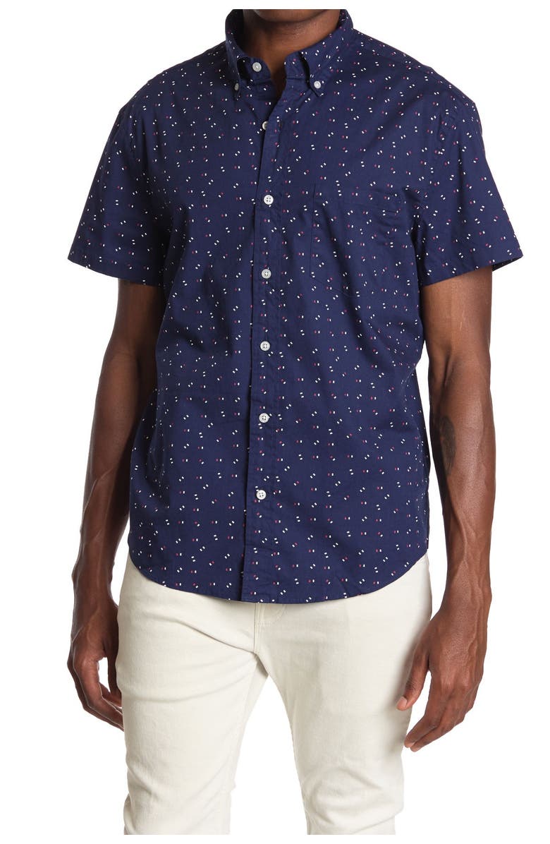 J.CREW FACTORY Slim Fit Printed Short Sleeve Shirt, Main, color,