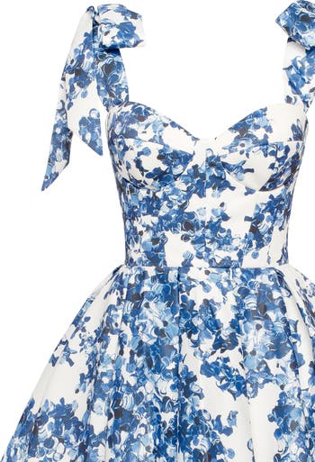 Marvelous blue hydrangea mini dress on straps, Garden of Eden