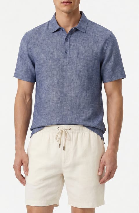 Josh Linen & Cotton Blend Popover Shirt