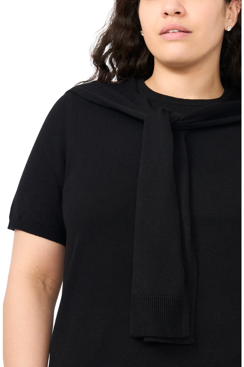 Shoulder Wrap Short Sleeve Sweater, Alternate, color, RICH BLACK