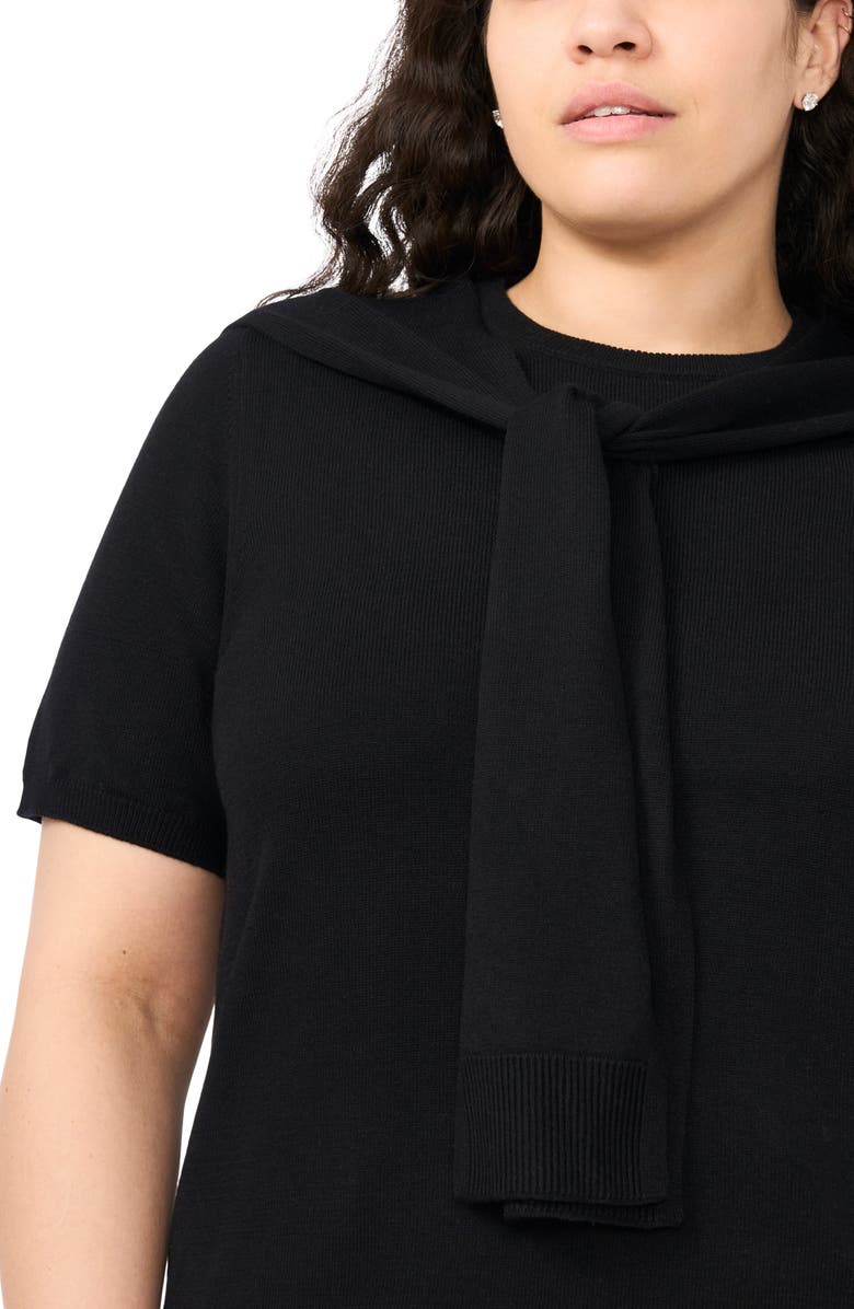 Halogen<sup>®</sup> Shoulder Wrap Short Sleeve Sweater, Alternate, color, Rich Black