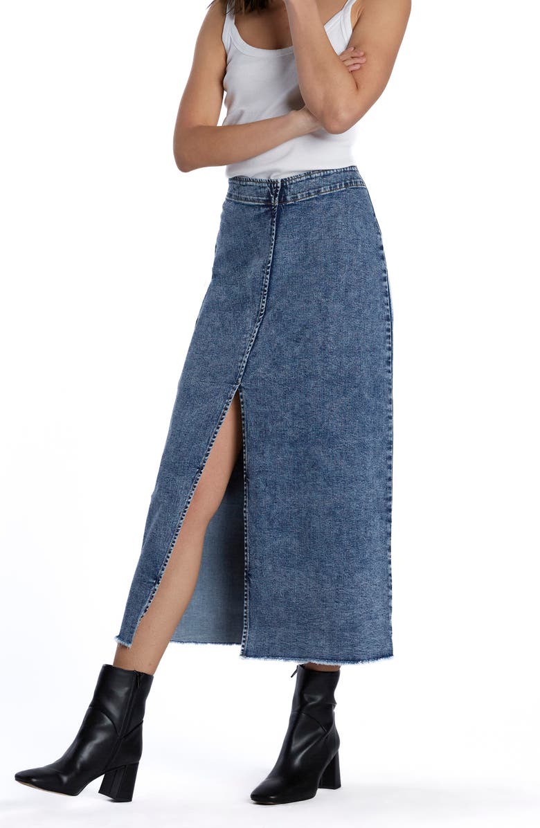 Wash Lab Denim Side Hustle Denim Skirt, Alternate, color, Sally Blue