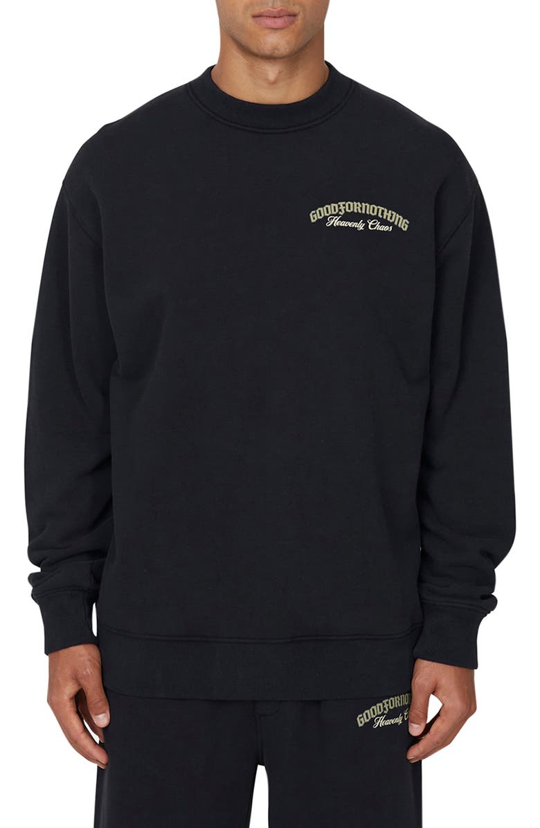 Good For Nothing Heaven Relaxed Crew Sweatshirt, Main, color, Black