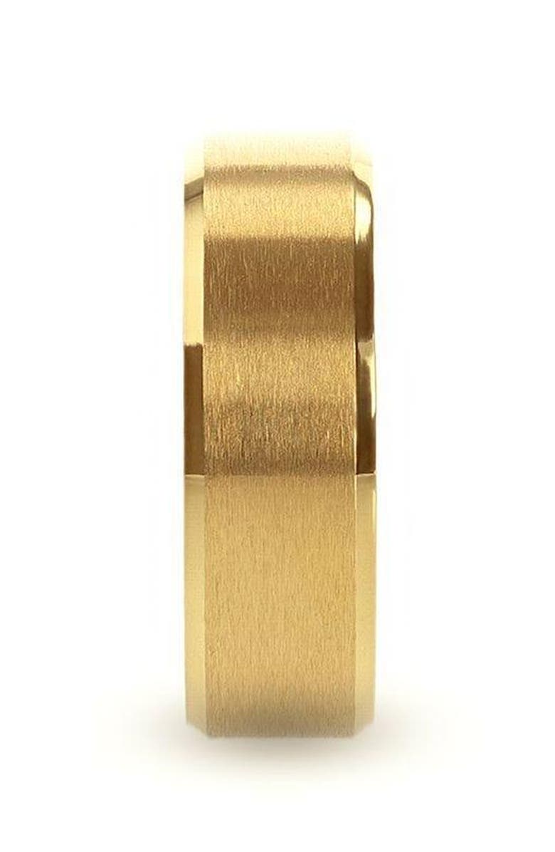 Larson Jewelers Radiate Titanium Flat Brushed Center Wedding Ring, Alternate, color, Gold