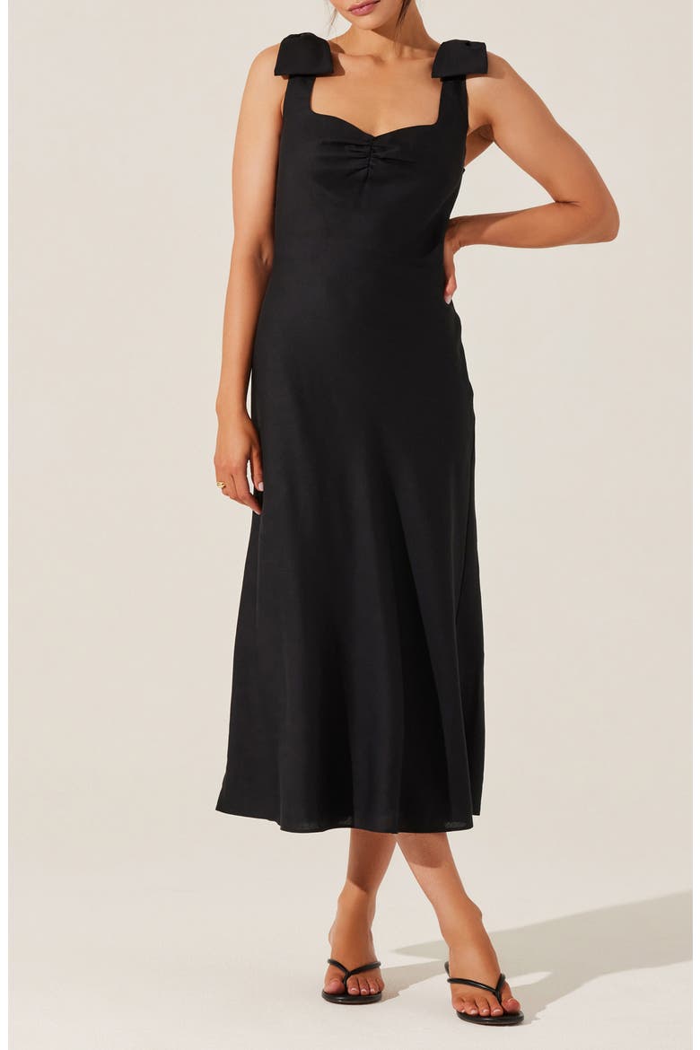Kateleya Bow Strap Dress, Main, color, BLACK