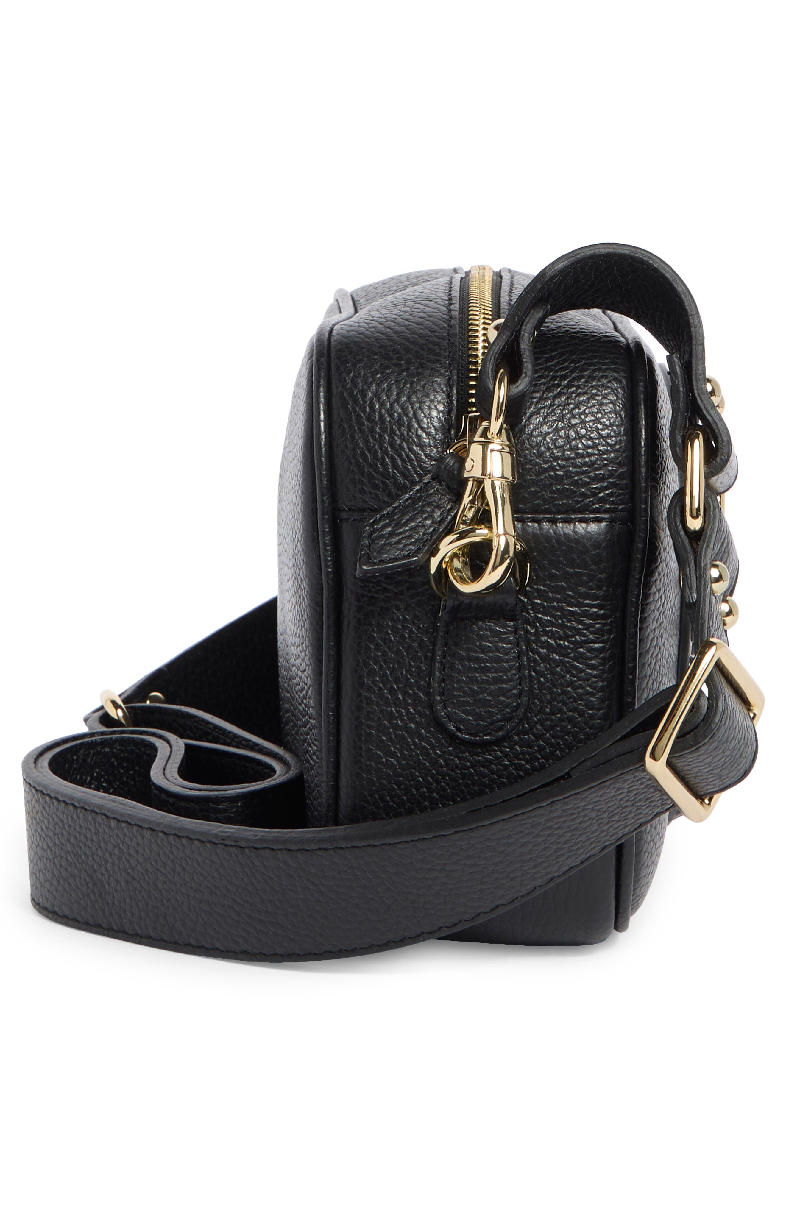 VALENTINO BY MARIO VALENTINO Mia Rock Stud Leather Crossbody Bag, Alternate, color, Black