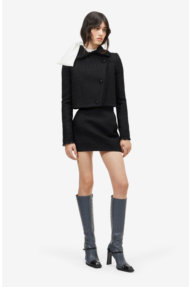 Wool Blend Cropped Jacket, Alternate, color, BLACK