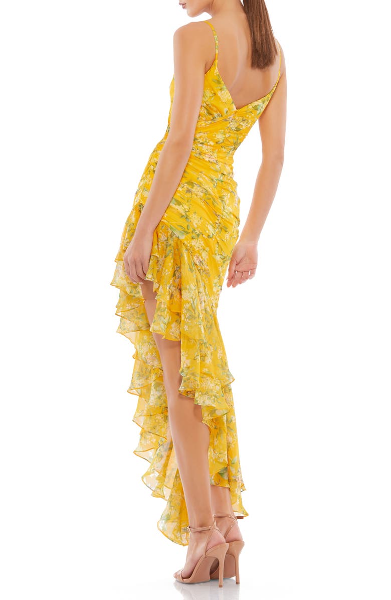 Mac Duggal Ruffle Floral Asymmetric Sheath Dress, Alternate, color,