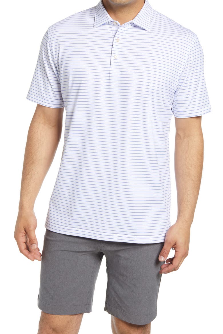 Crafty Stripe Short Sleeve Performance Polo, Main, color, WHITE/ BLUE