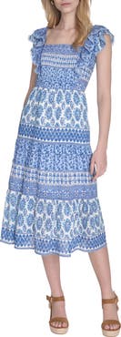 Eliza J Ruffle Sleeve Midi Dress