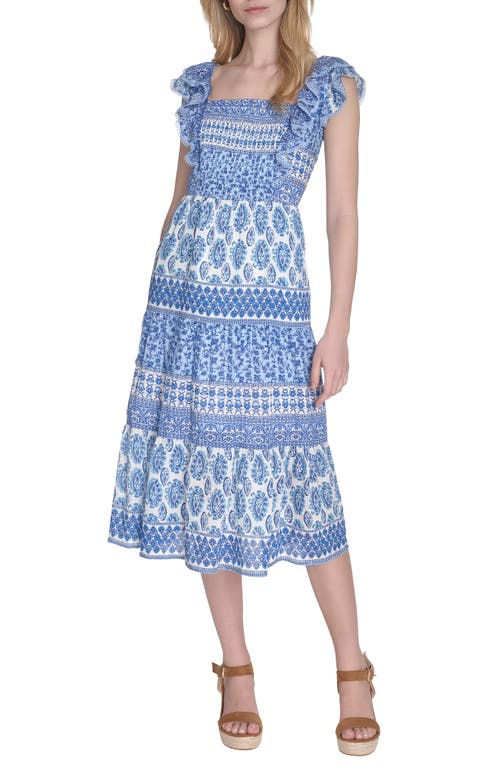 ELIZA J ELIZA J RUFFLE SLEEVE MIDI DRESS 
