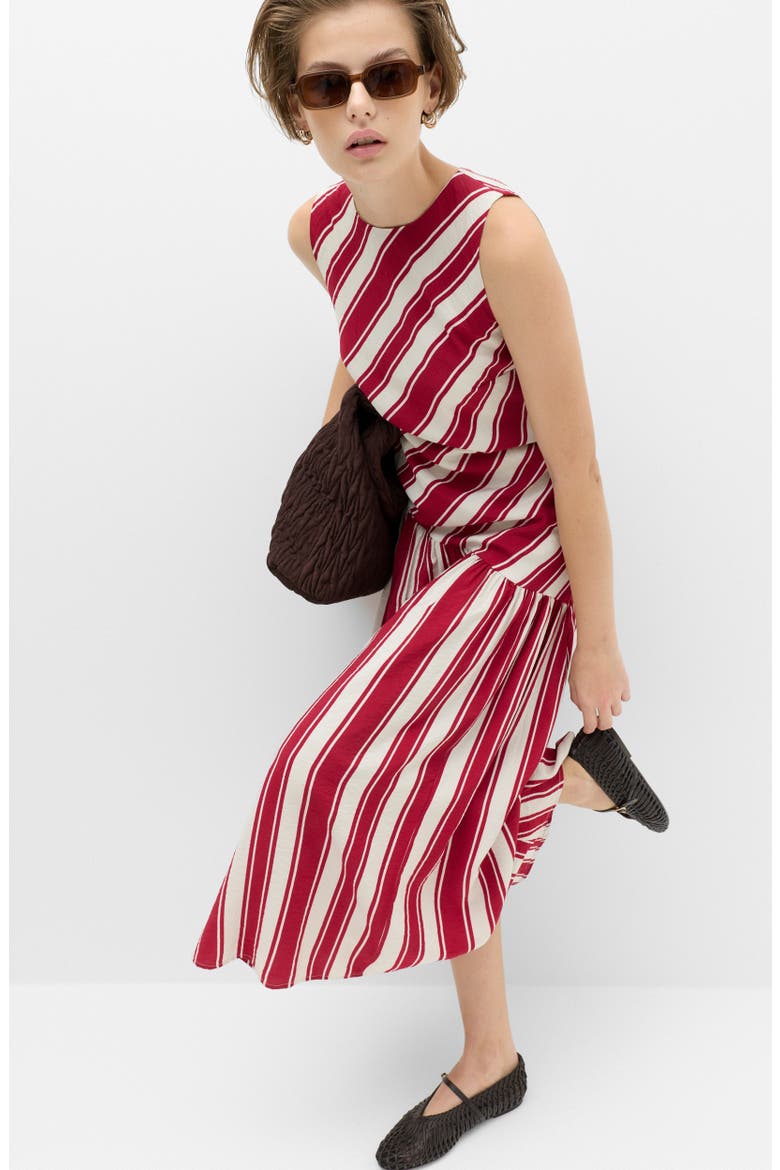Stripe Drop Waist Sleeveless Maxi Dress, Alternate, color, RED MIX