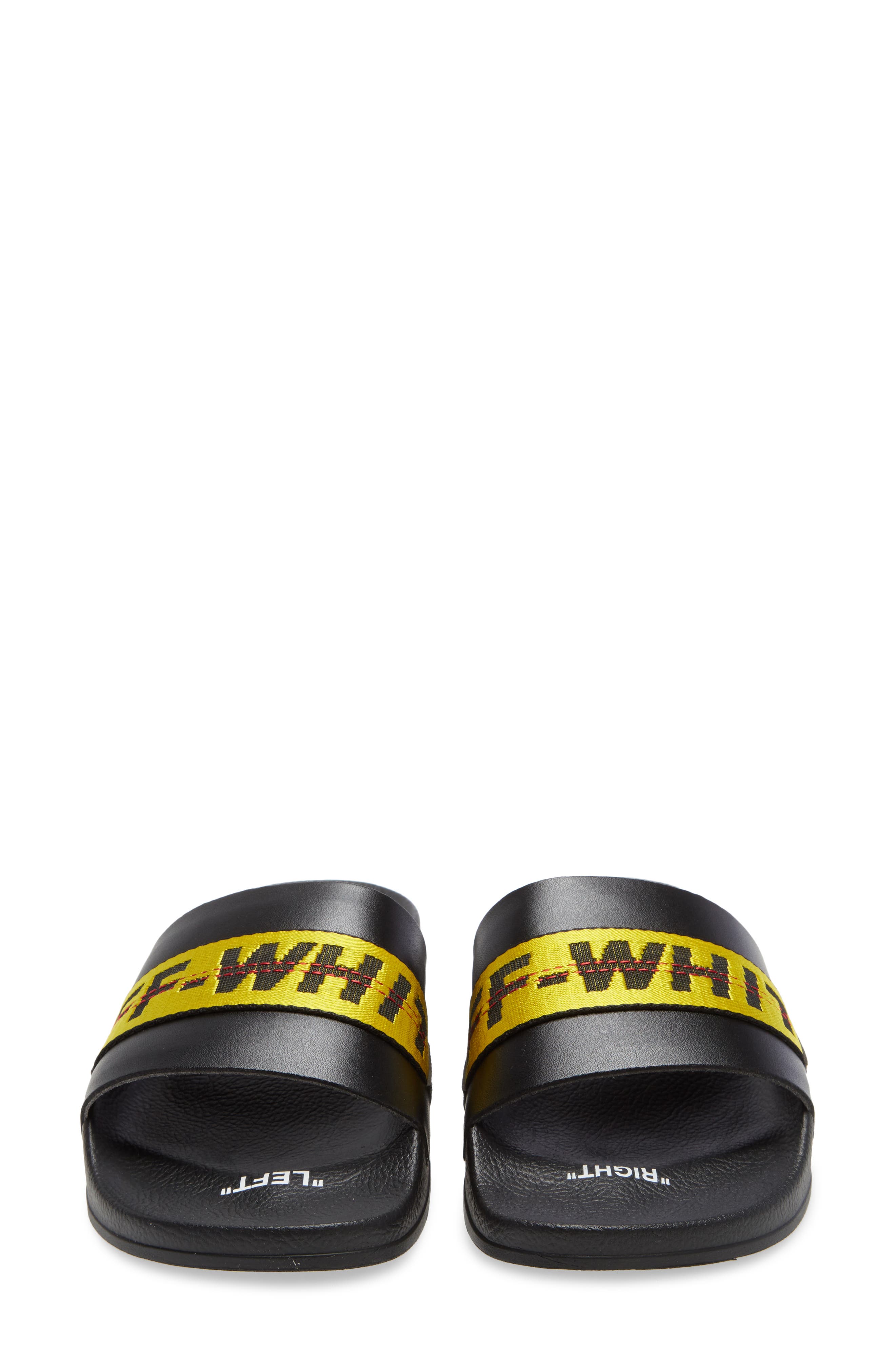 Industrial Logo Slide Sandal, Alternate, color, BLACK / YELLOW