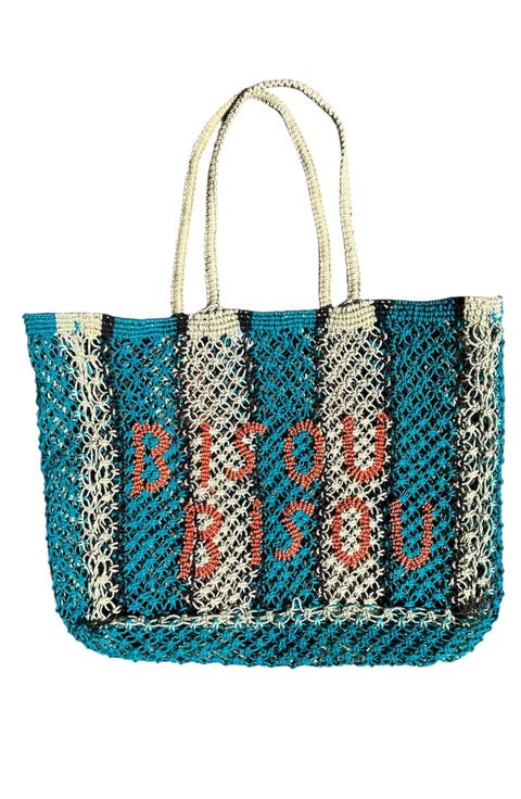 St Jean Jute Beach Tote "Bonjour"