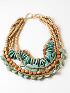 Erin McDermott Jewelry Turquoise and Neutral Multi Layered Beaded Necklace