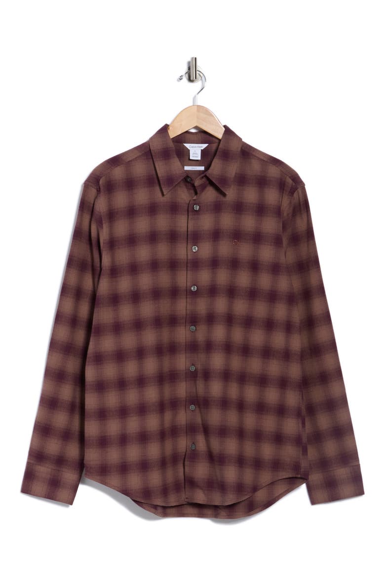 Plaid Flannel Long Sleeve Classic Fit Button-Up Shirt, Alternate, color, CARIBOU