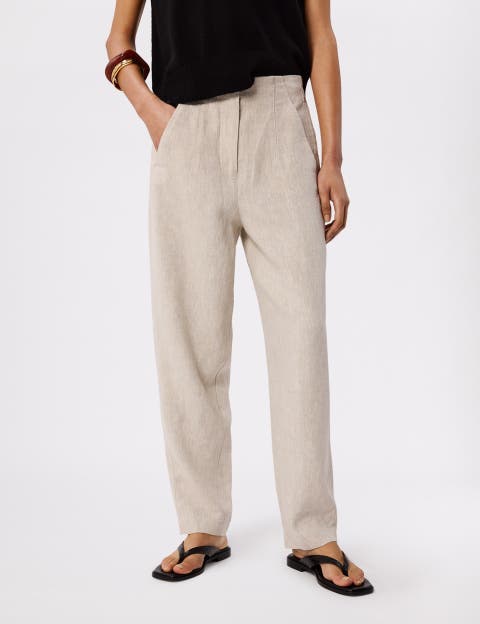 Linen Barrel Leg Trouser
