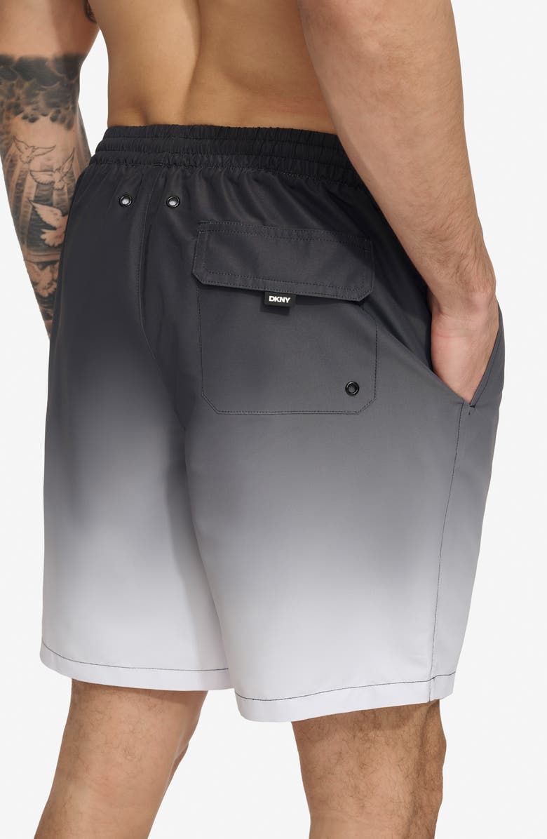 DKNY Core Volley Ombré Swim Trunks, Alternate, color, Black