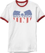 Wu-Tang Clan Men's American Flag Group Logo Short Sleeve Ringer T-Shirt