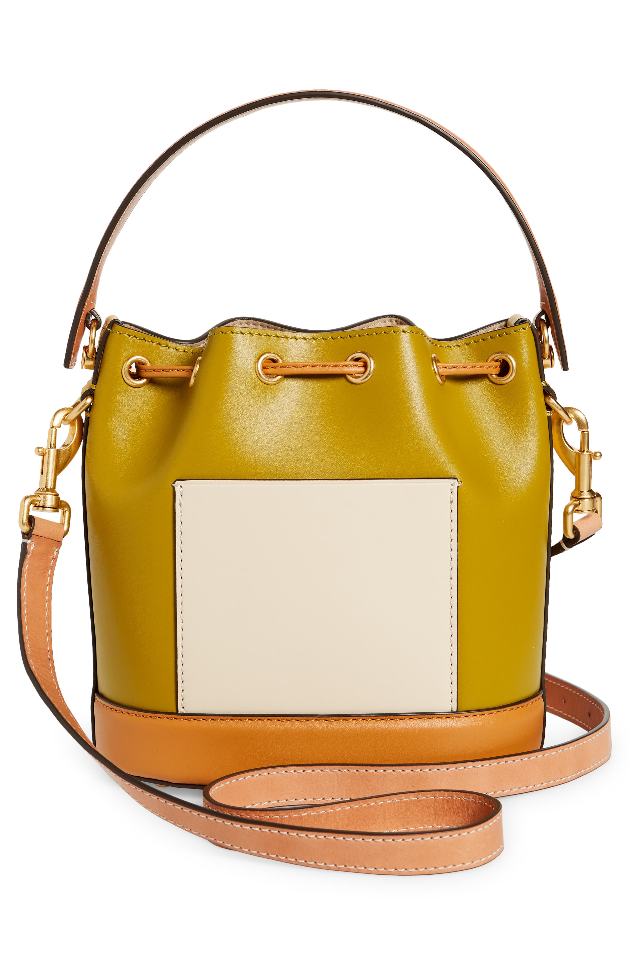 Tory Burch Colorblock Leather Bucket Bag, Alternate, color, 