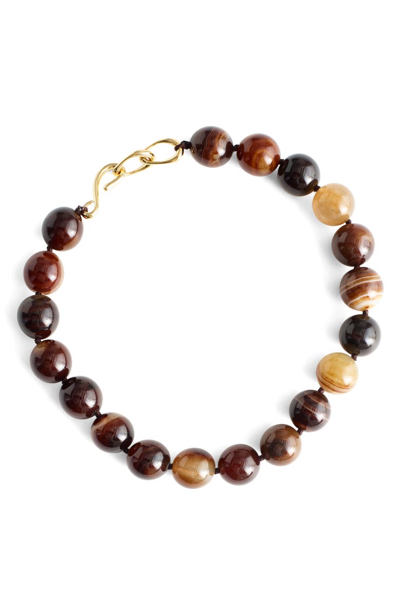 Madewell Semiprecious Stone Oversize Beaded Choker Necklace, Main, color, Dark Brown